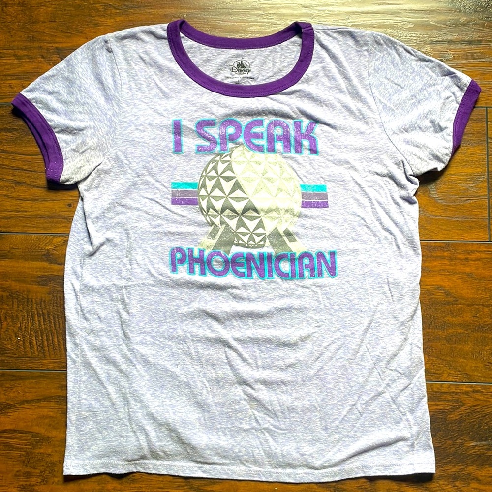 Disney EPCOT Spaceship Earth Thank the Phoenicians Ringer Shirt